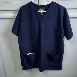 Avenue Scrub Top in Navy Blue - V-Neck Pocket Tee
